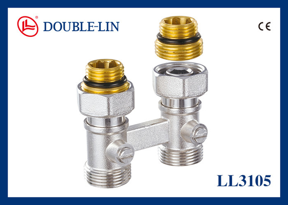 डबल पाइप पीतल रेडिएटर वाल्व आईएसओ228 थ्रेड F3/4'' X M3/4"